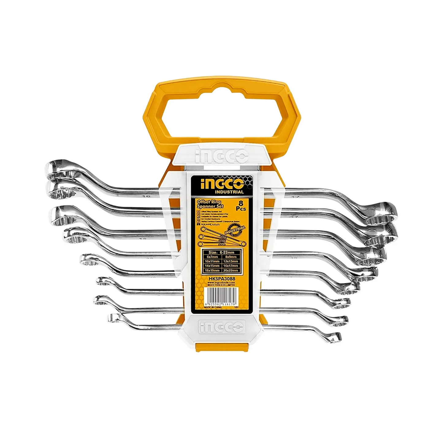 Set llaves corona/corona cuello ganso 8 Piezas 6-22mm (HKSPA3088)- INGCO