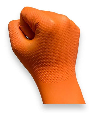 Guantes de nitrilo texturizado naranja profesional 8gr (50 UNIDADES)- TOPSAFE