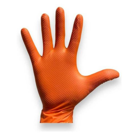 Guantes de nitrilo texturizado naranja profesional 8gr (50 UNIDADES)- TOPSAFE