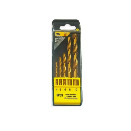Juego Brocas fierro 4,5,6,8,10mm(5 unidades)TN0371- TORO NEGRO