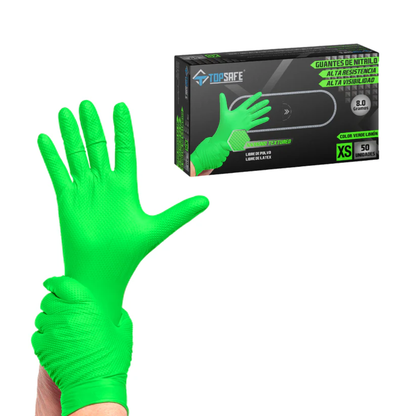 BOX Guantes de nitrilo texturizado verde 8gr (10X 50 UNI)- TOPSAFE