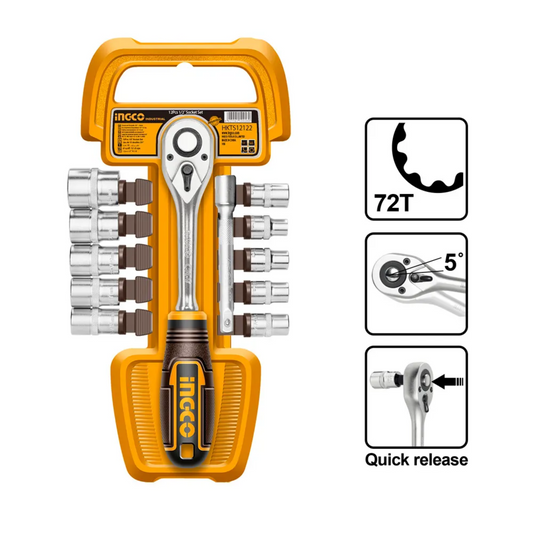 Set dados y chicharra industrial 12 piezas 1/2(HKTS12122)- INGCO