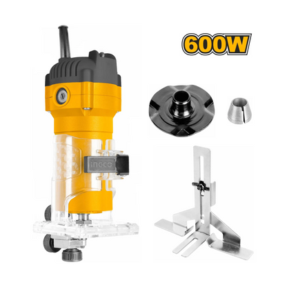 Fresadora de mano eléctrica industrial 600w/6mm- INGCO