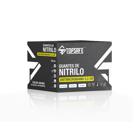 BOX Guantes de nitrilo Negro 5.5gr (10X 100 unidades)- TOPSAFE