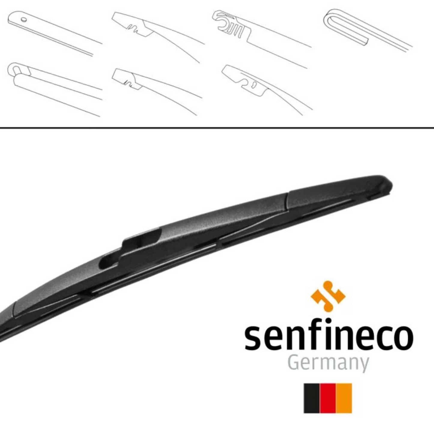 Plumilla Trasera New Hybrid- Incluye 10 Adaptadores- SENFINECO