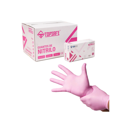 Guante de nitrilo Rosado 3.5gr (100 unidades)- TOPSAFE
