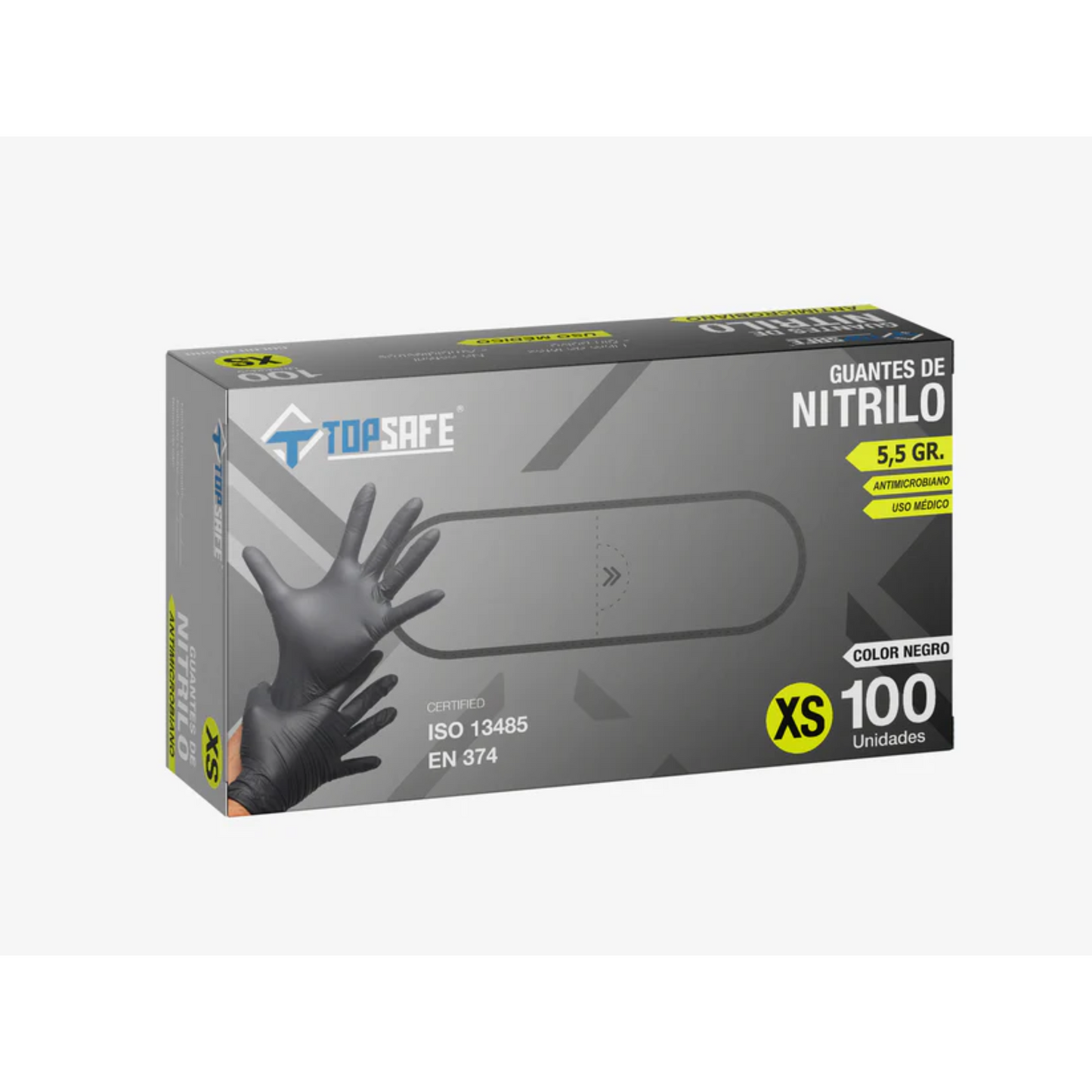 Guante de nitrilo negro 5.5gr (100 unidades)- TOPSAFE